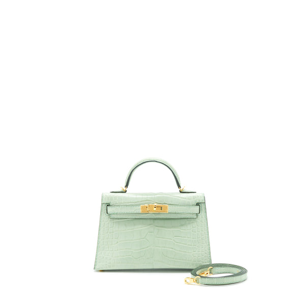 Hermes Mini Kelly 20cm Alligator Matt 6U Vert D’eau GHW Stamp C
