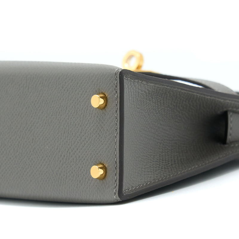 Hermes Mini Kelly Epsom 0L Gris Meyer GHW Stamp U