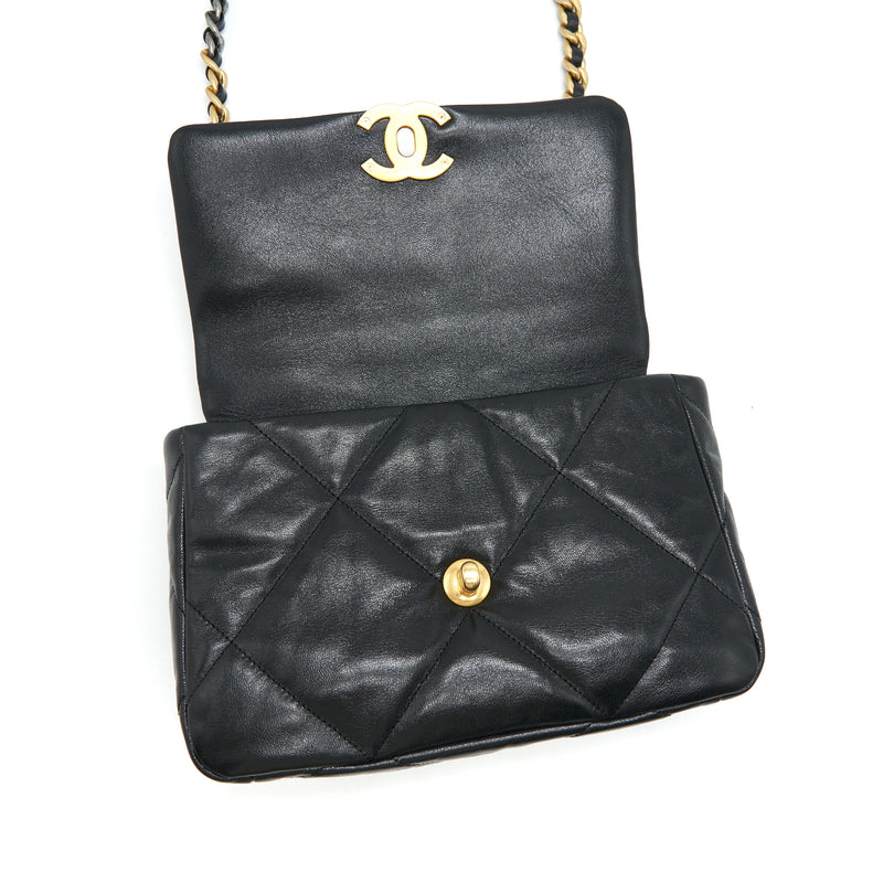 Chanel 19 Small in Black Goatskin Leather