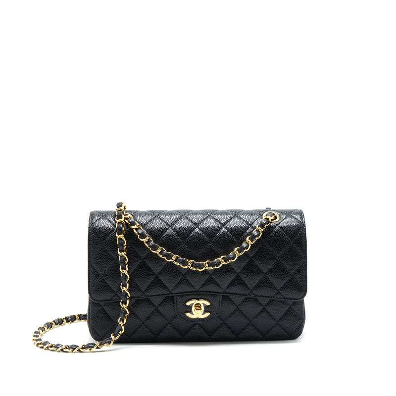 Chanel Medium Classic Double Flap 25cm Caviar Black GHW (Microchip)