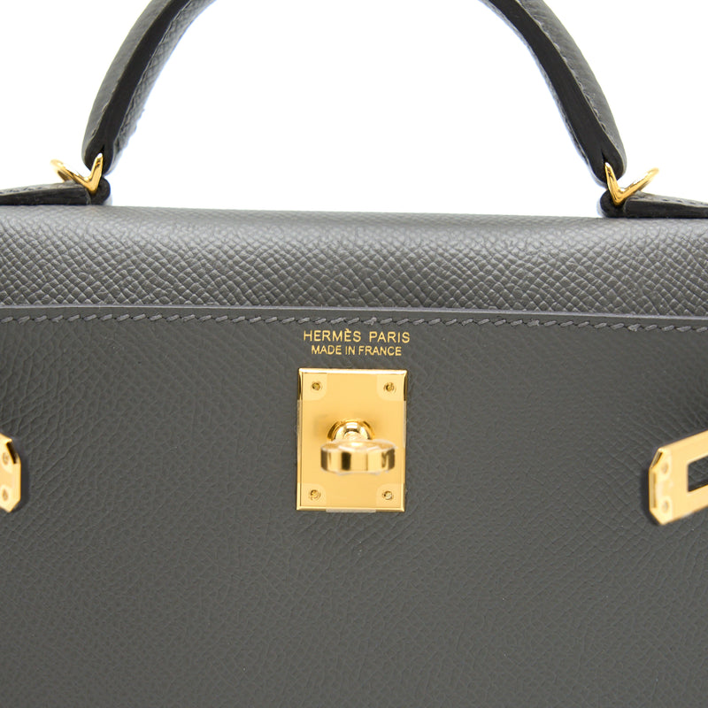 Hermes Mini Kelly Epsom 0L Gris Meyer GHW Stamp U