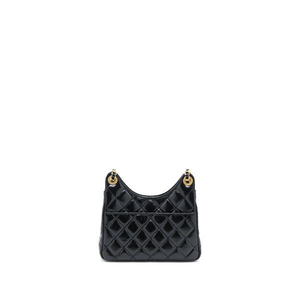 Chanel 23C Small Hobo Bag Shiny Calfskin Black Brushed GHW (Microchip)