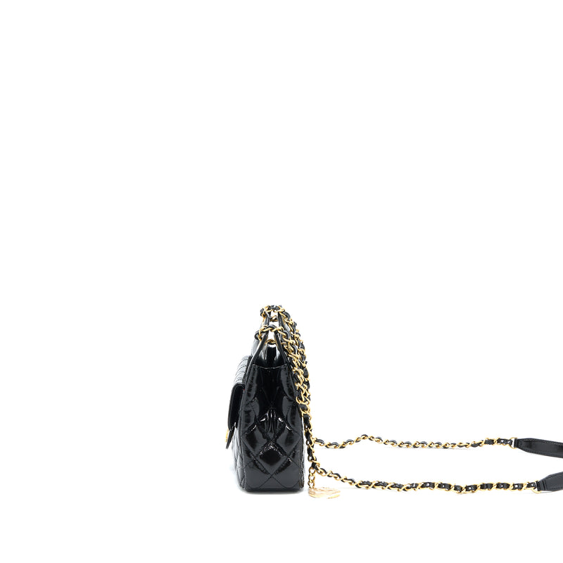 Chanel Small Hobo 23C Black Shiny Calfskin with brushed gold hardware