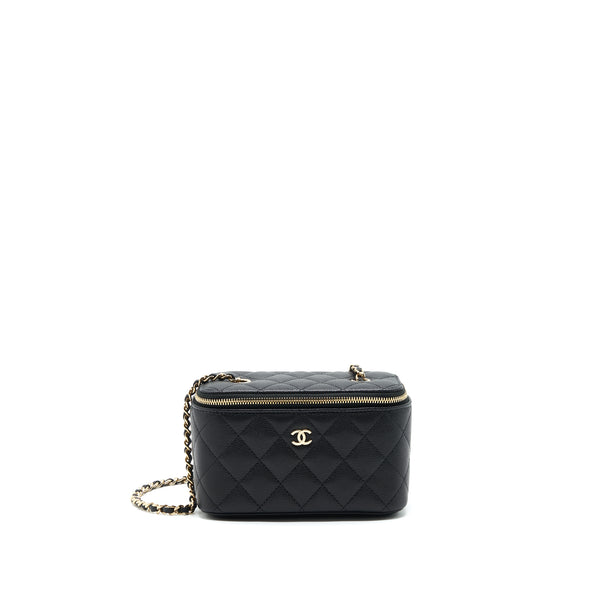 Chanel Caviar Long Vanity With Chain Caviar Black LGHW