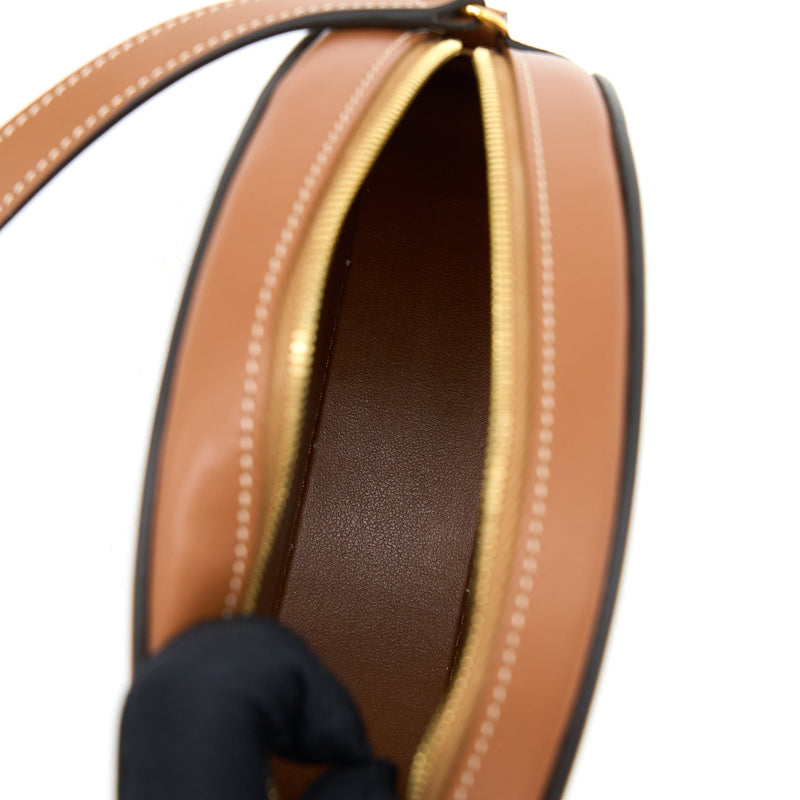 Celine Triomphe Oval Calfskin Leather Shoulder Bag Tan