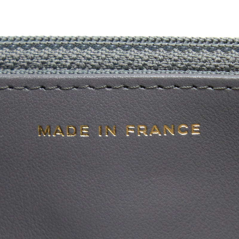 Chanel 22A Boy Wallet On Chain Grained Calfskin Dark Grey Brushed GHW (Microchip)