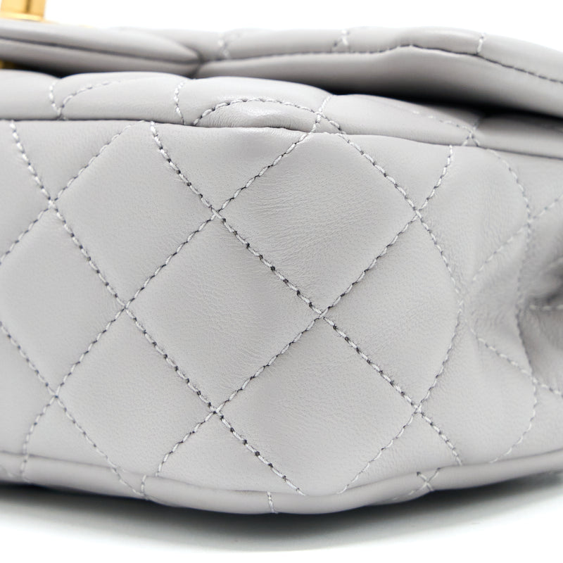 Chanel 22B Pearl Crush Mini Rectangular Flap Bag Lambskin Light Grey G