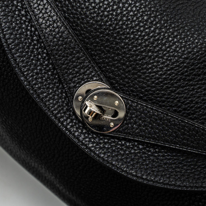 Hermes Lindy 30 Clemence Black SHW Stamp Square Q