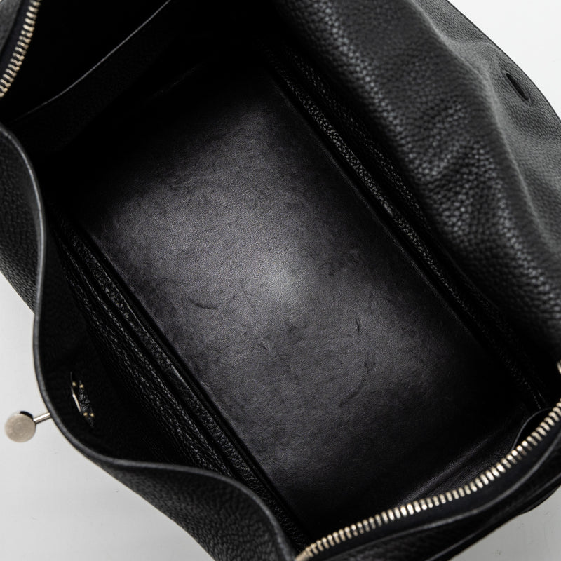 Hermes Lindy 30 Clemence Black SHW Stamp Square Q