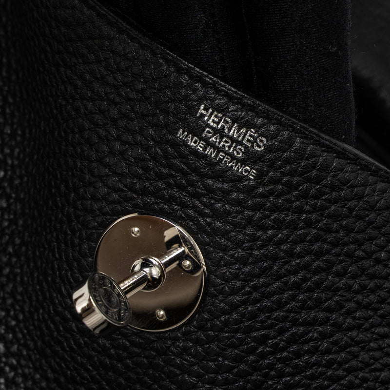 Hermes Lindy 30 Clemence Black SHW Stamp Square Q