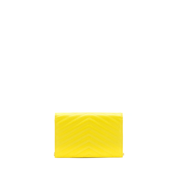 Saint Laurent /ysl Envelope Wallet on chain Grained Calfskin Yellow GHW