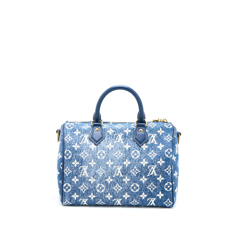 Louis Vuitton Blue Empreinte Leather Speedy Bandouliere 25