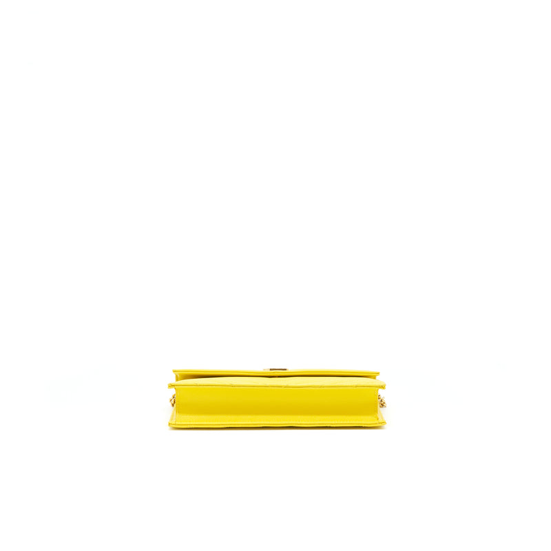 Saint Laurent /ysl Envelope Wallet on chain Grained Calfskin Yellow GHW