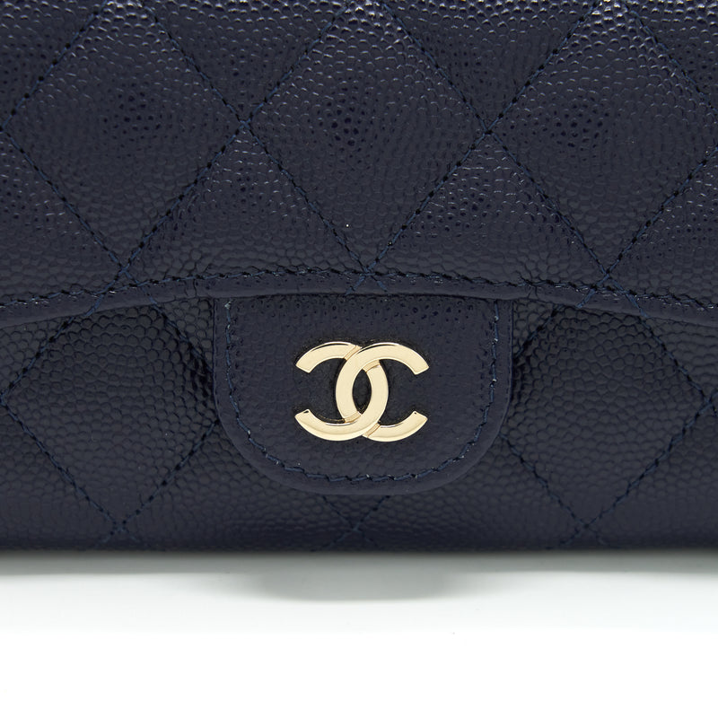 Chanel Classic Flap Card holder Caviar Navy LGHW