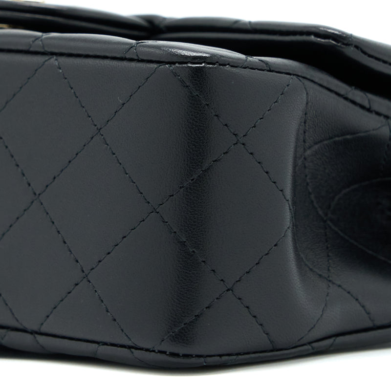 Chanel Top Handle Mini Rectangular Flap Bag Lambskin Black LGHW (Microchip)