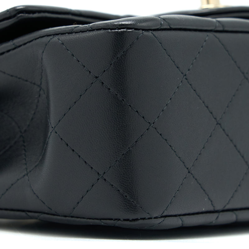 Chanel Top Handle Mini Rectangular Flap Bag Lambskin Black LGHW (Microchip)