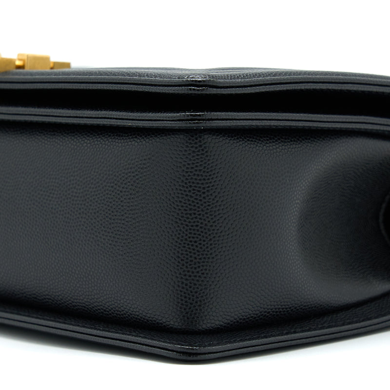 Chanel Medium Boy Caviar Black Brushed Gold Hardware(Microchip)
