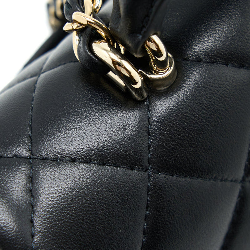 Chanel Top Handle Mini Rectangular Flap Bag Lambskin Black LGHW (Microchip)