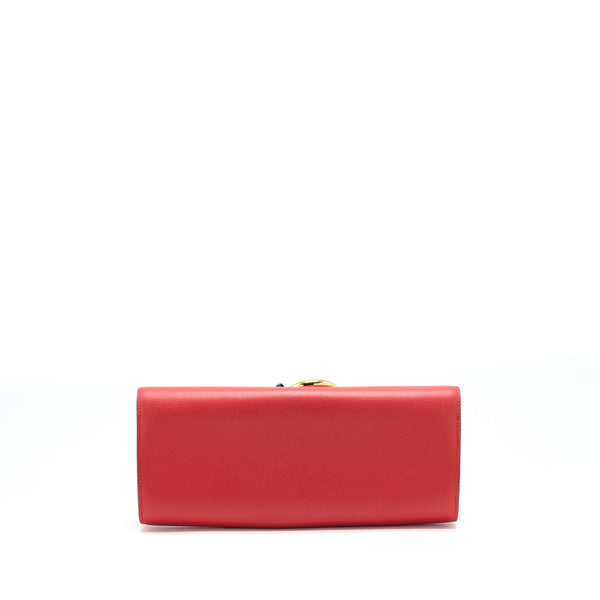 Hermes Egee Clutch Orange Red GHW Stamp X