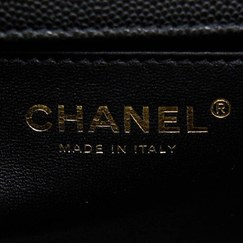 Chanel Medium Boy Caviar Black Brushed Gold Hardware(Microchip)
