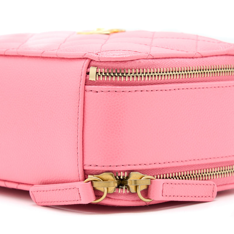 Chanel 22S Letter Top Handle Small Vanity Case Caviar Pink Brushed GHW(Microchip)