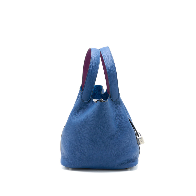Hermes Picotin 22 Lock Bag Clemence Deep Blue/Anemone SHW Stamp D