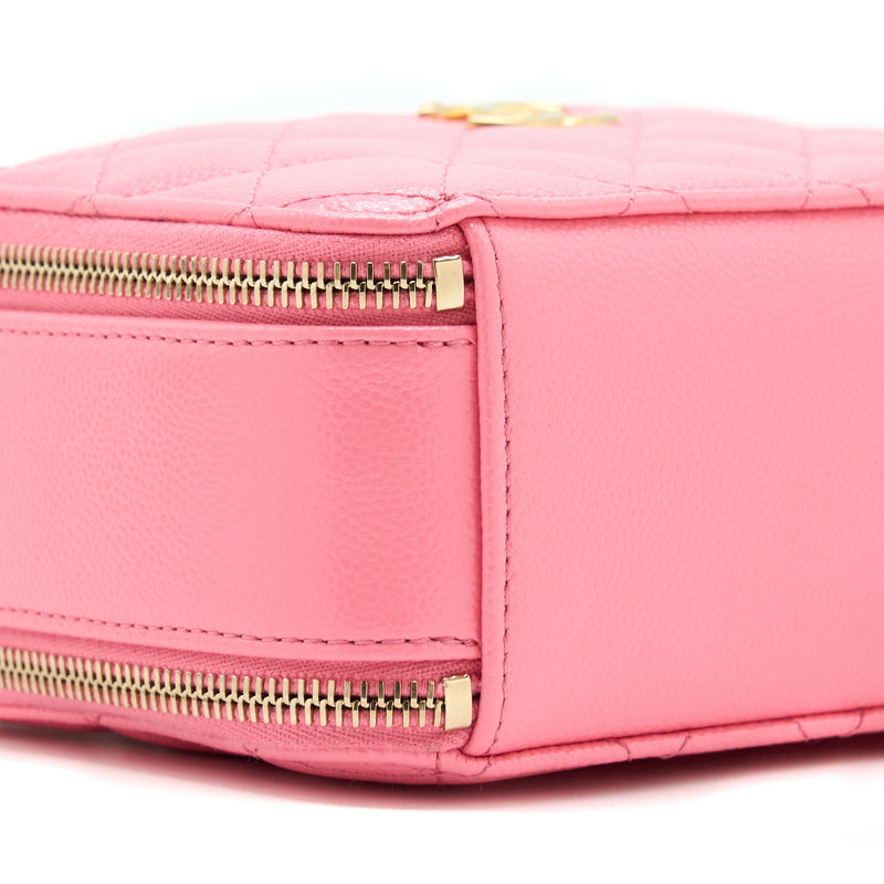 Chanel 22S Letter Top Handle Small Vanity Case Caviar Pink Brushed GHW(Microchip)