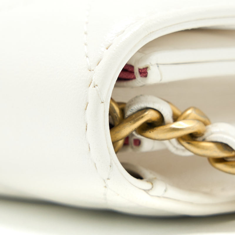 Chanel 19 Coin Purse with Chain Goatskin White Multicolour Hardware