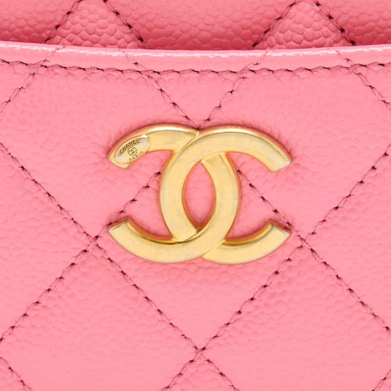 Chanel 22S Letter Top Handle Small Vanity Case Caviar Pink Brushed GHW(Microchip)