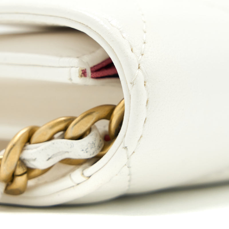 Chanel 19 Coin Purse with Chain Goatskin White Multicolour Hardware