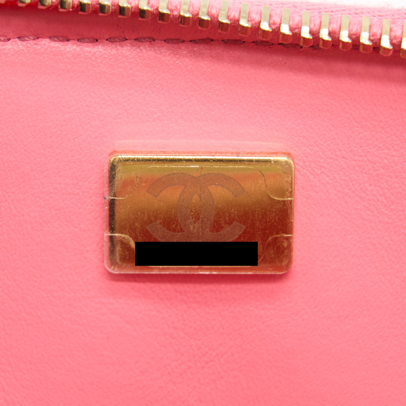 Chanel 22S Letter Top Handle Small Vanity Case Caviar Pink Brushed GHW(Microchip)