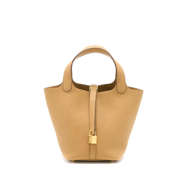 Hermes Picotin 18 Lock Bag Clemence 4B Biscuit GHW Stamp Z