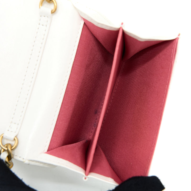 Chanel 19 Coin Purse with Chain Goatskin White Multicolour Hardware