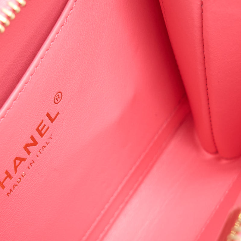 Chanel 22S Letter Top Handle Small Vanity Case Caviar Pink Brushed GHW(Microchip)