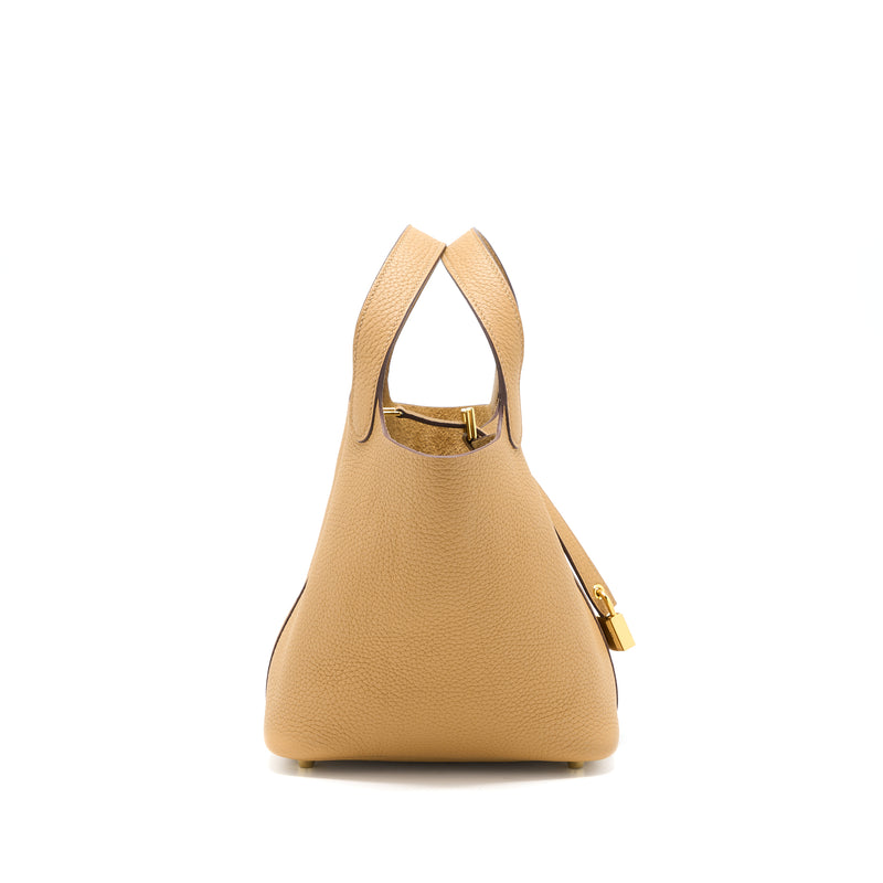 Hermes Picotin 18 Lock Bag Clemence 4B Biscuit GHW Stamp Z