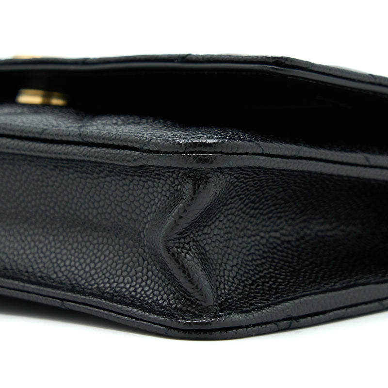 Chanel Top Handle Wallet On Chain Caviar Black GHW (Microchip)
