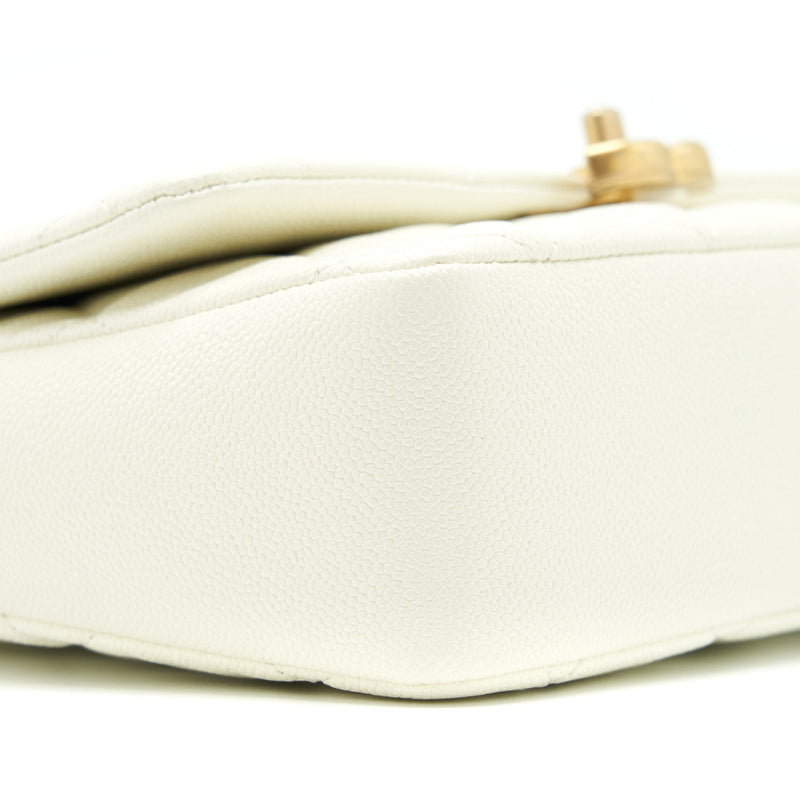 Chanel 22S Melody Medium Flap Bag Caviar White GHW (Microchip)