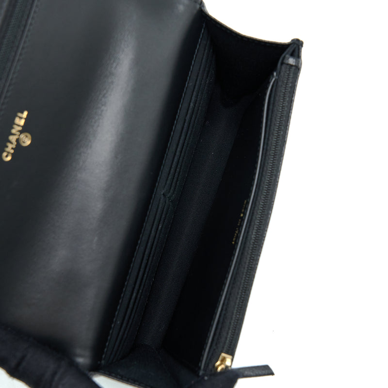 Chanel Top Handle Wallet On Chain Caviar Black GHW (Microchip)