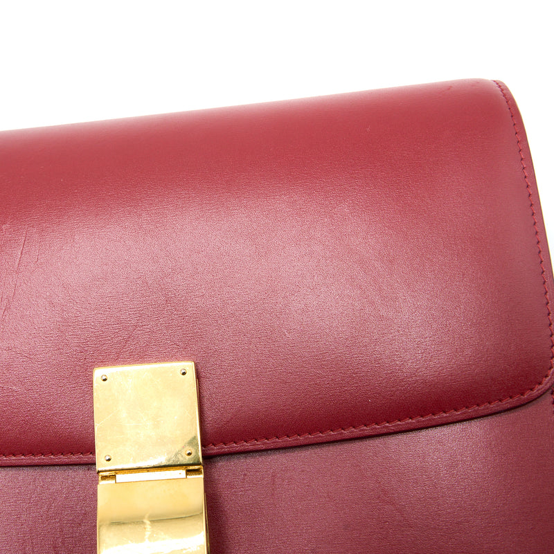 Celine Medium Classic Box Calfskin Red GHW