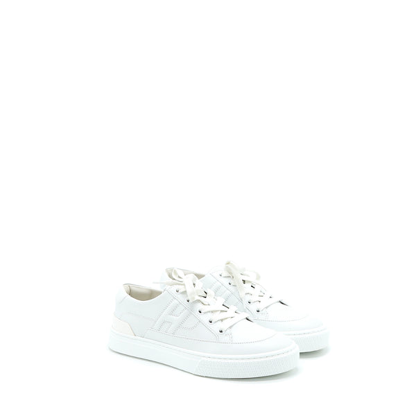 Hermes Size 37.5 Deep Sneaker Calfskin White