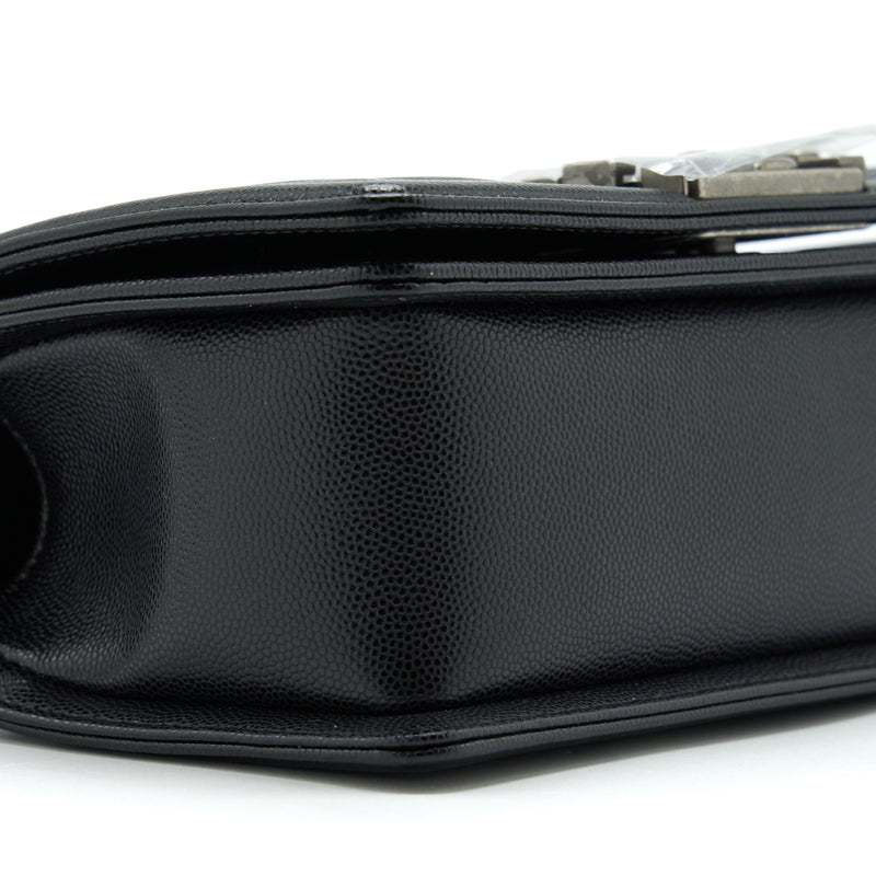 Chanel Small Boy Bag Caviar Black Ruthenium Sliver Hardware (Microchip)