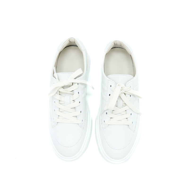 Hermes Size 37.5 Deep Sneaker Calfskin White