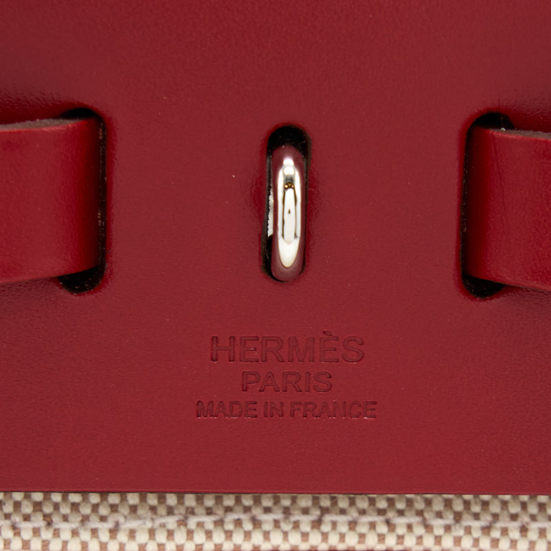Hermes Herbag Zip 31 Bag Berline Canvas Rouge Piment SHW Stamp Z