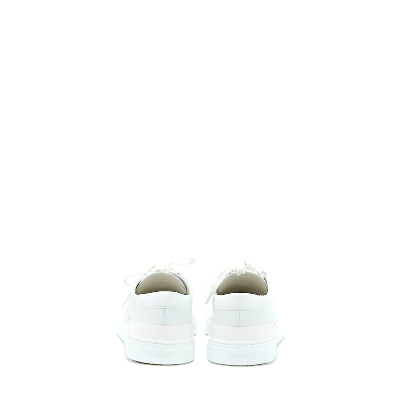 Hermes Size 37.5 Deep Sneaker Calfskin White