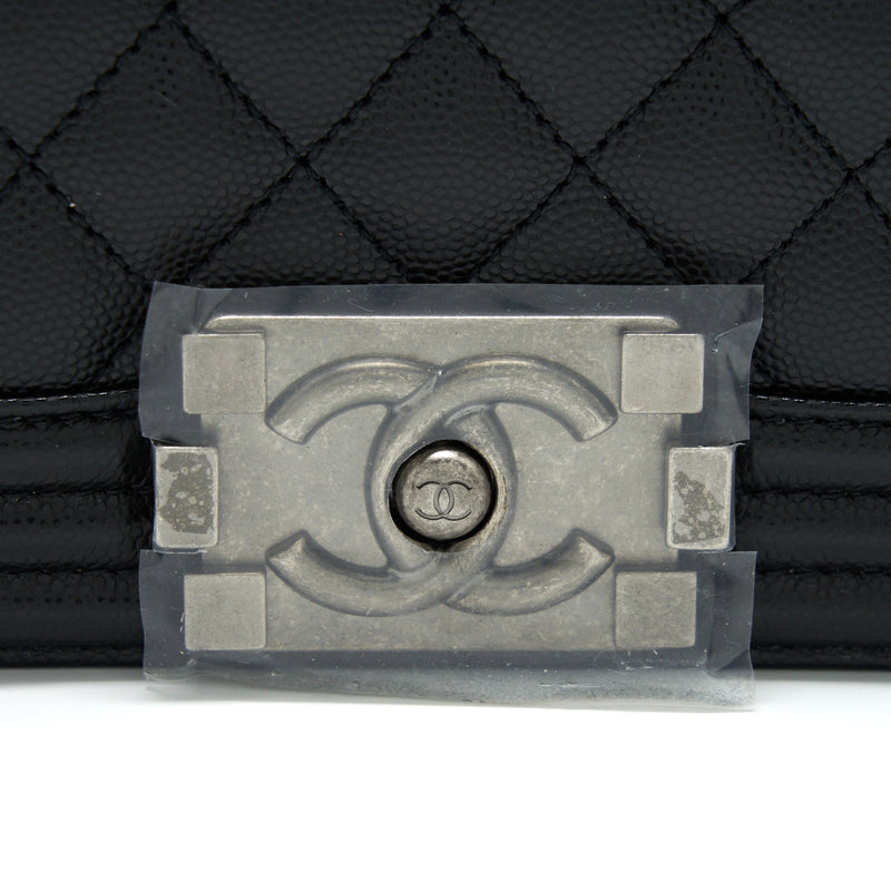 Chanel Small Boy Bag Caviar Black Ruthenium Sliver Hardware (Microchip)