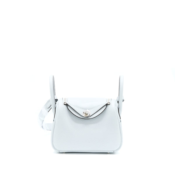 Hermes Mini Lindy Clemence Blue Pale SHW Stamp U