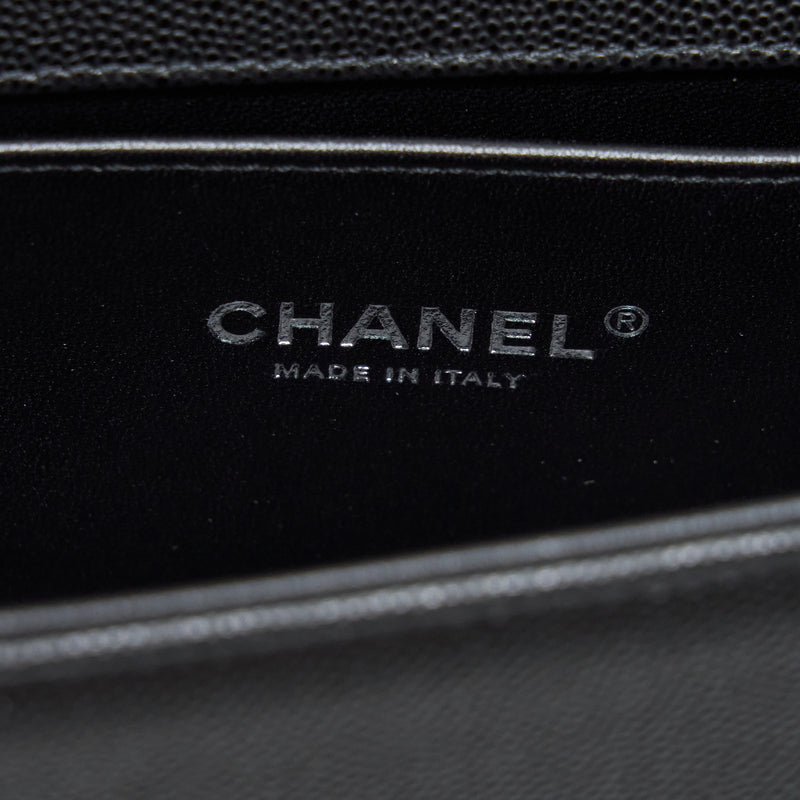 Chanel Small Boy Bag Caviar Black Ruthenium Sliver Hardware (Microchip)