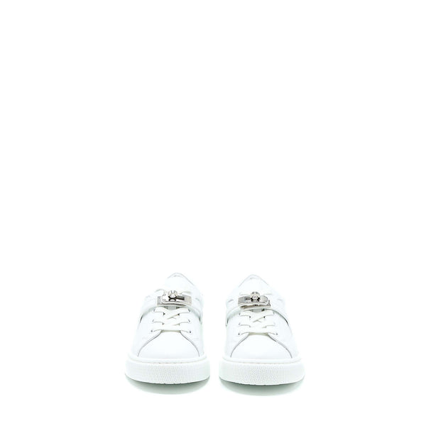 Hermes Size 37 Day Sneakers Calfskin White SHW