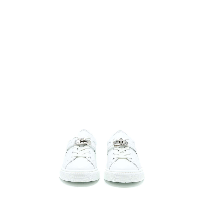Hermes Size 37 Day Sneakers Calfskin White SHW