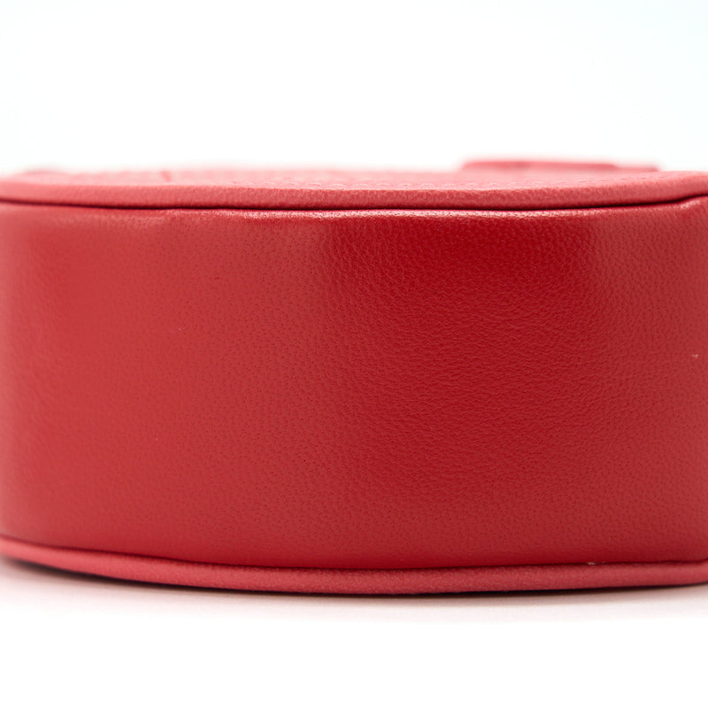 Chanel Round Crossbody Clutch Lambskin Red/Pink SHW